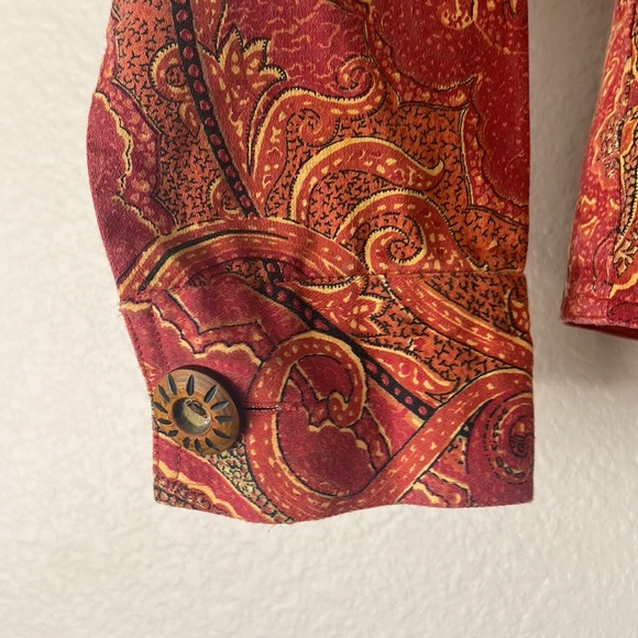 New Identity: Red/ orange Floral blazer:with sequin and beautiful buttons! Small - Picture 6 of 8